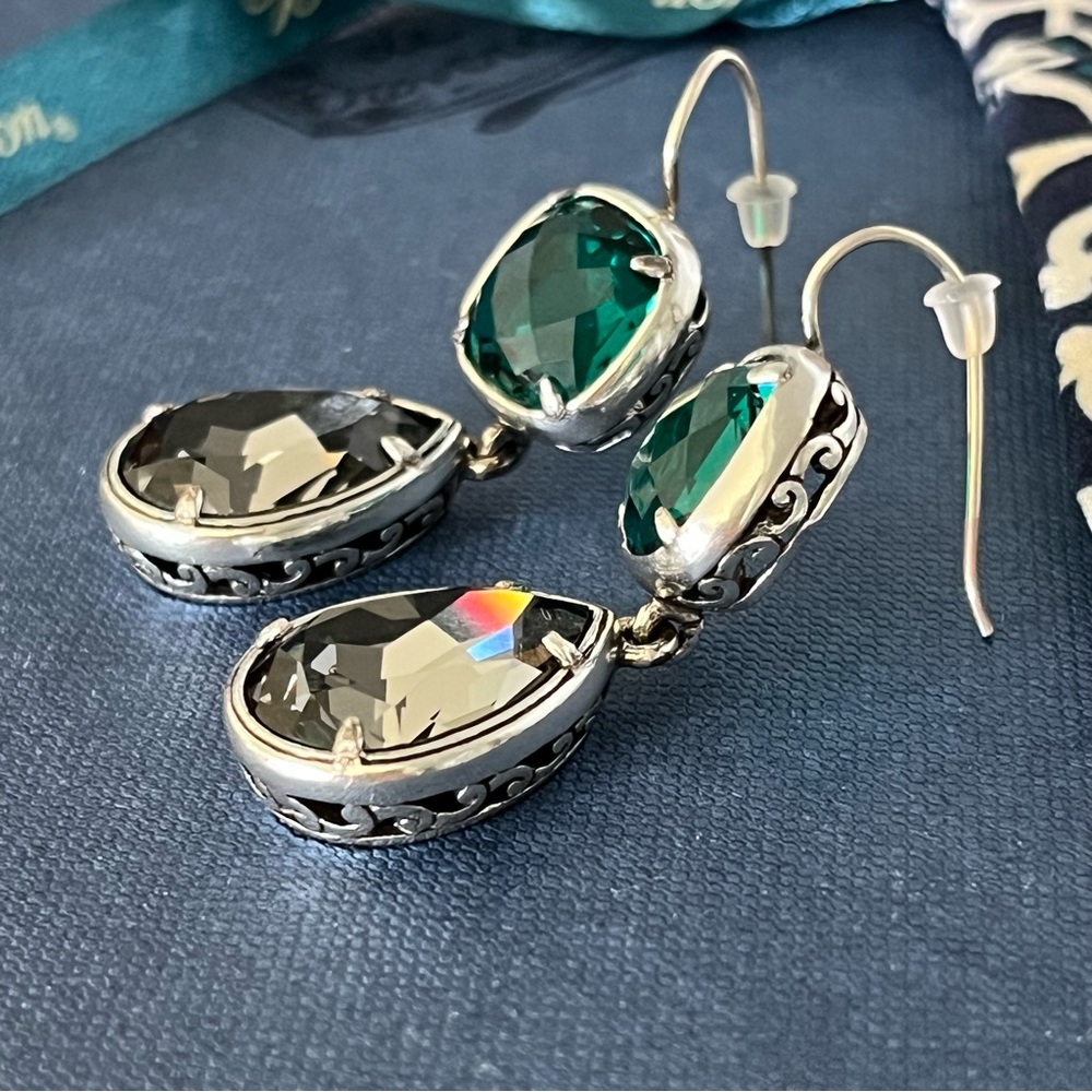 SOLD SOLD Brighton Graceful French Wire Earrings Tear Drop Faceted Swarovski - Picture 4 of 12